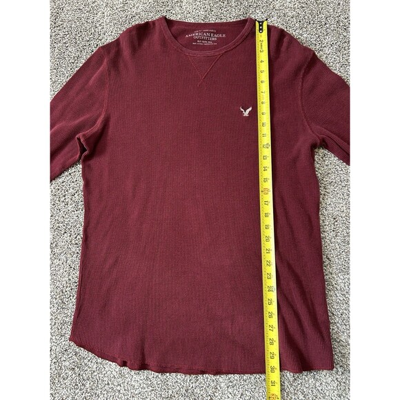 American Eagle Long Sleeve Shirt Maroon 100% Cotton Men's XLT - Picture 6 of 10